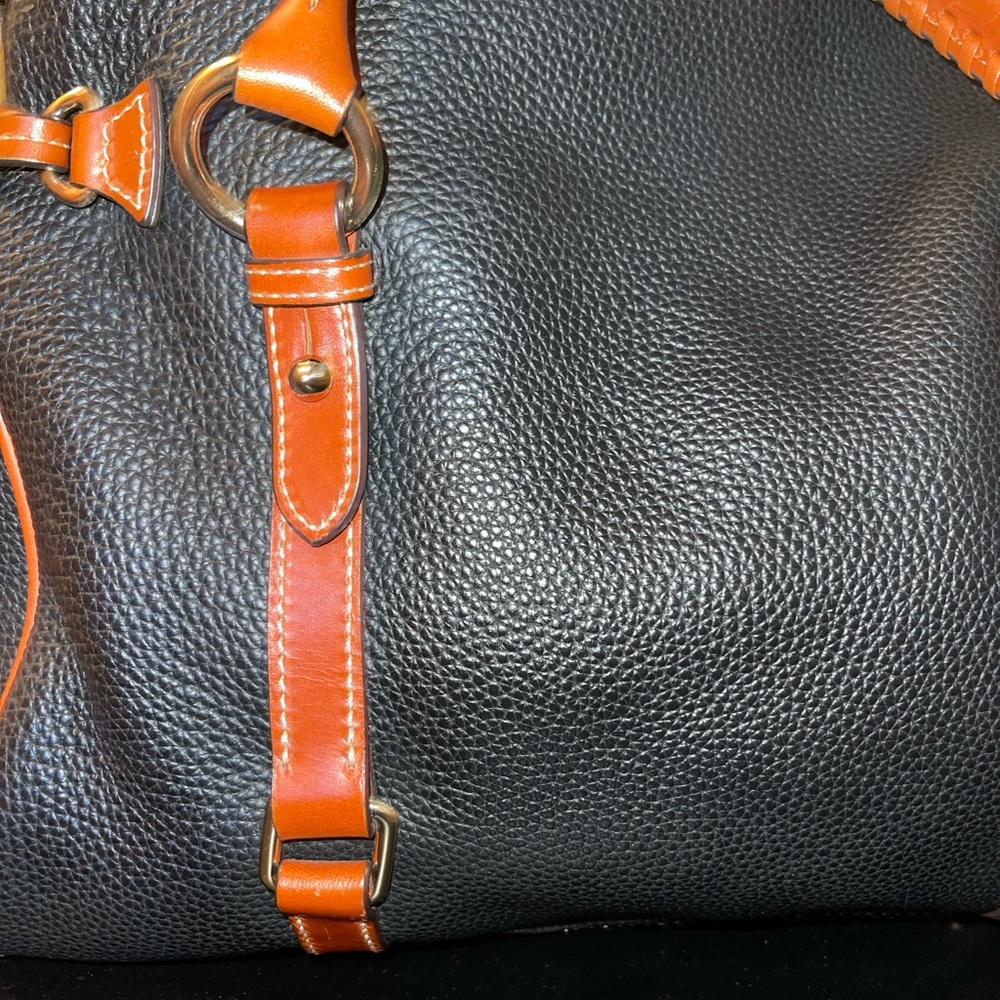 Dooney & Bourke All Weather Leather Black and Tan Satchel - Picture 3 of 5